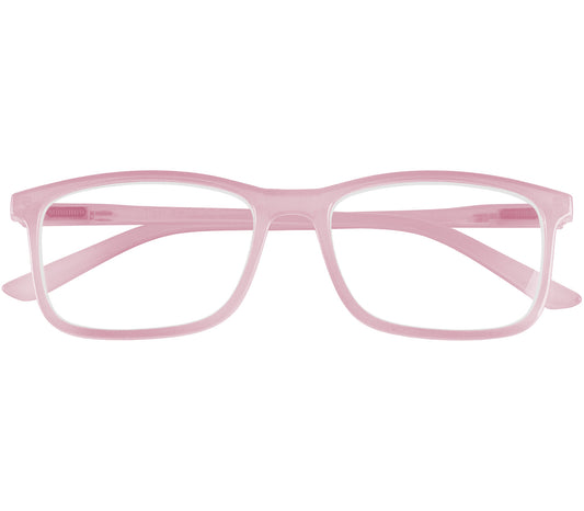 Sundae (Purple) classic shaped unisex reading glasses with a light slender frame and rectangular lenses. Front view.