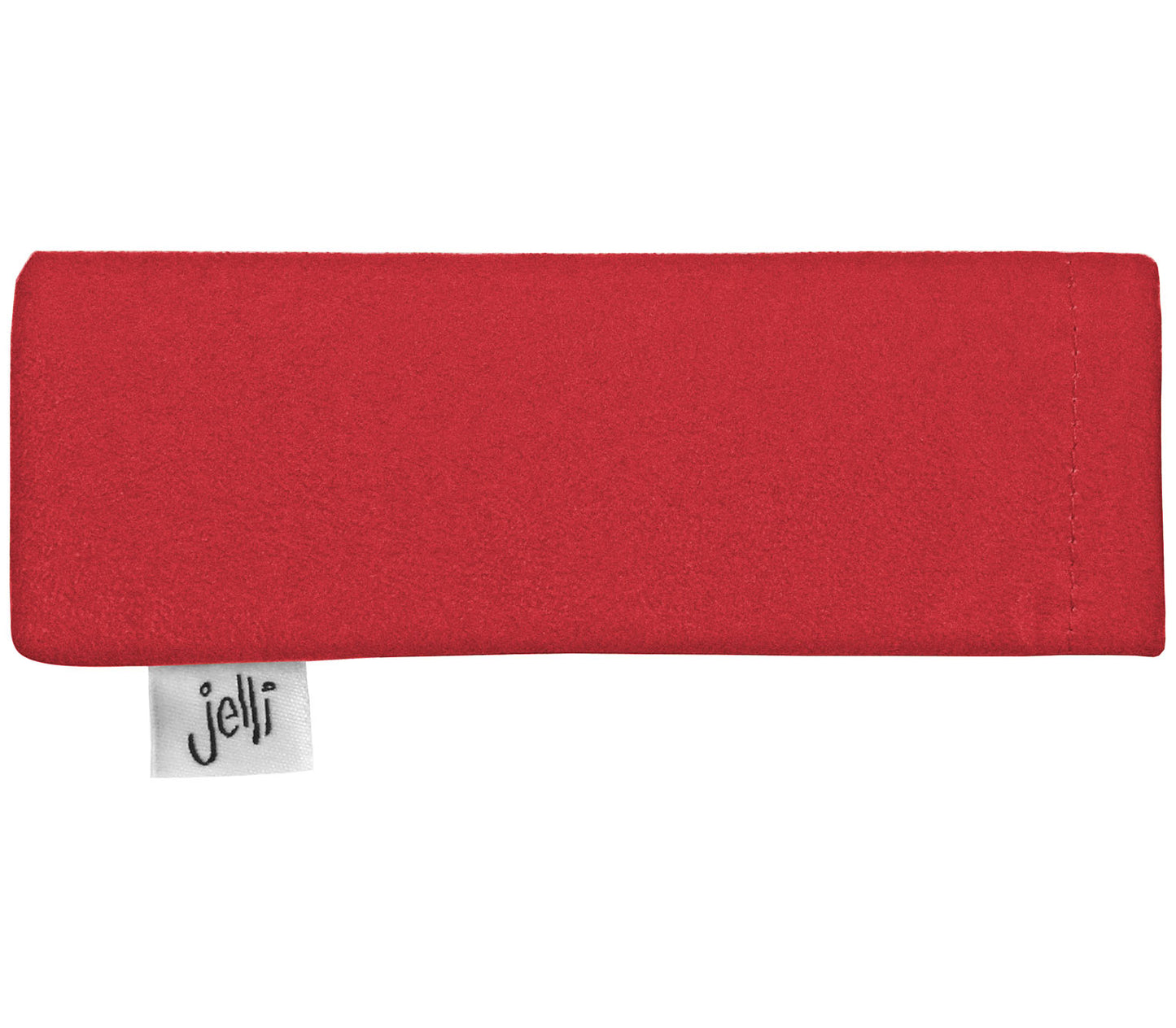 Soft red suede glasses pouch for Jelli (Red) reading glasses.