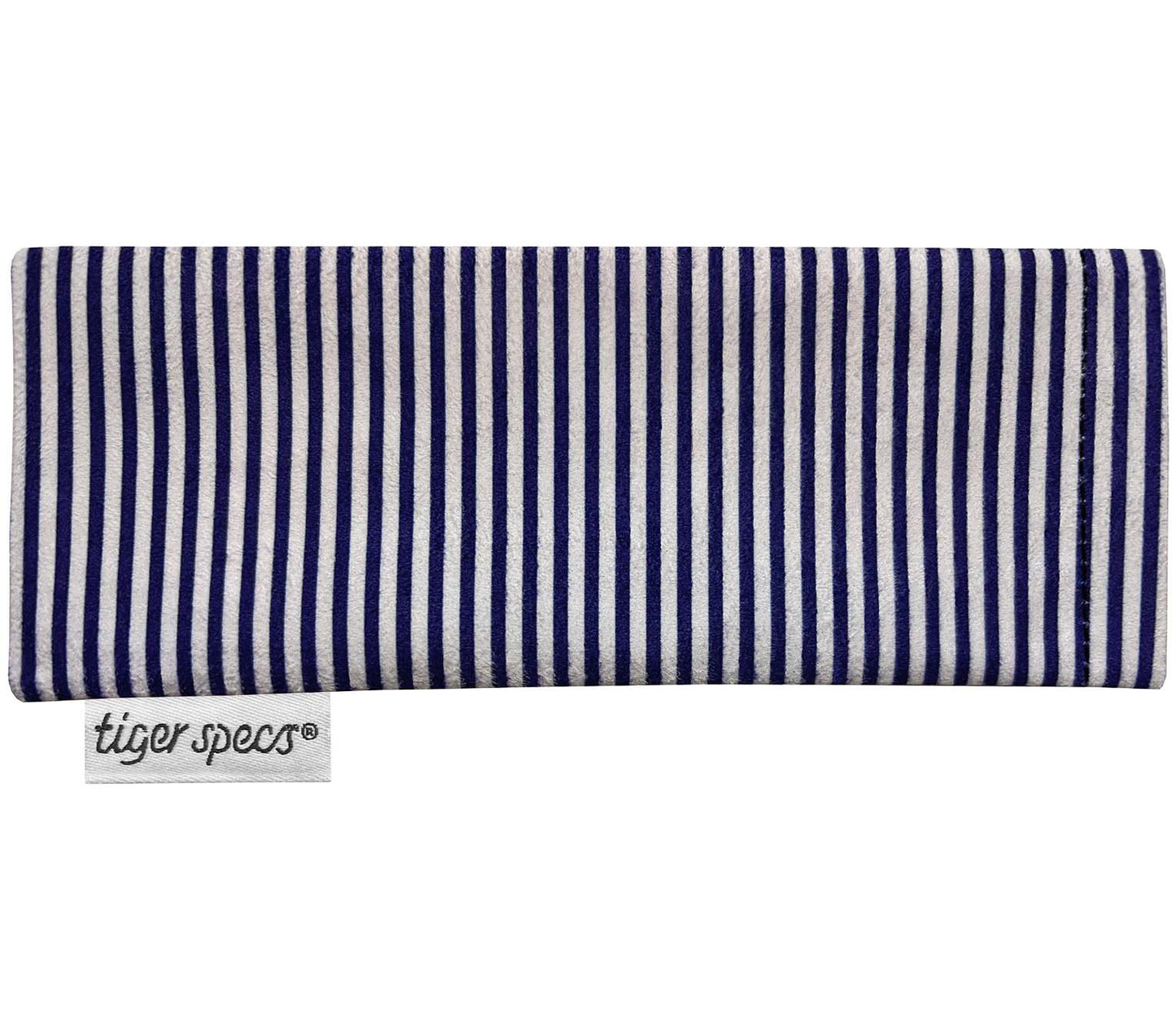 Striped soft glasses pouch for Woody (Clear) reading glasses.