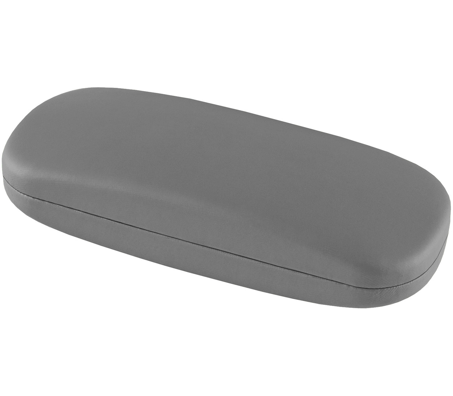 Pronto (Grey) durable faux leather hard glasses case with a snap closure.