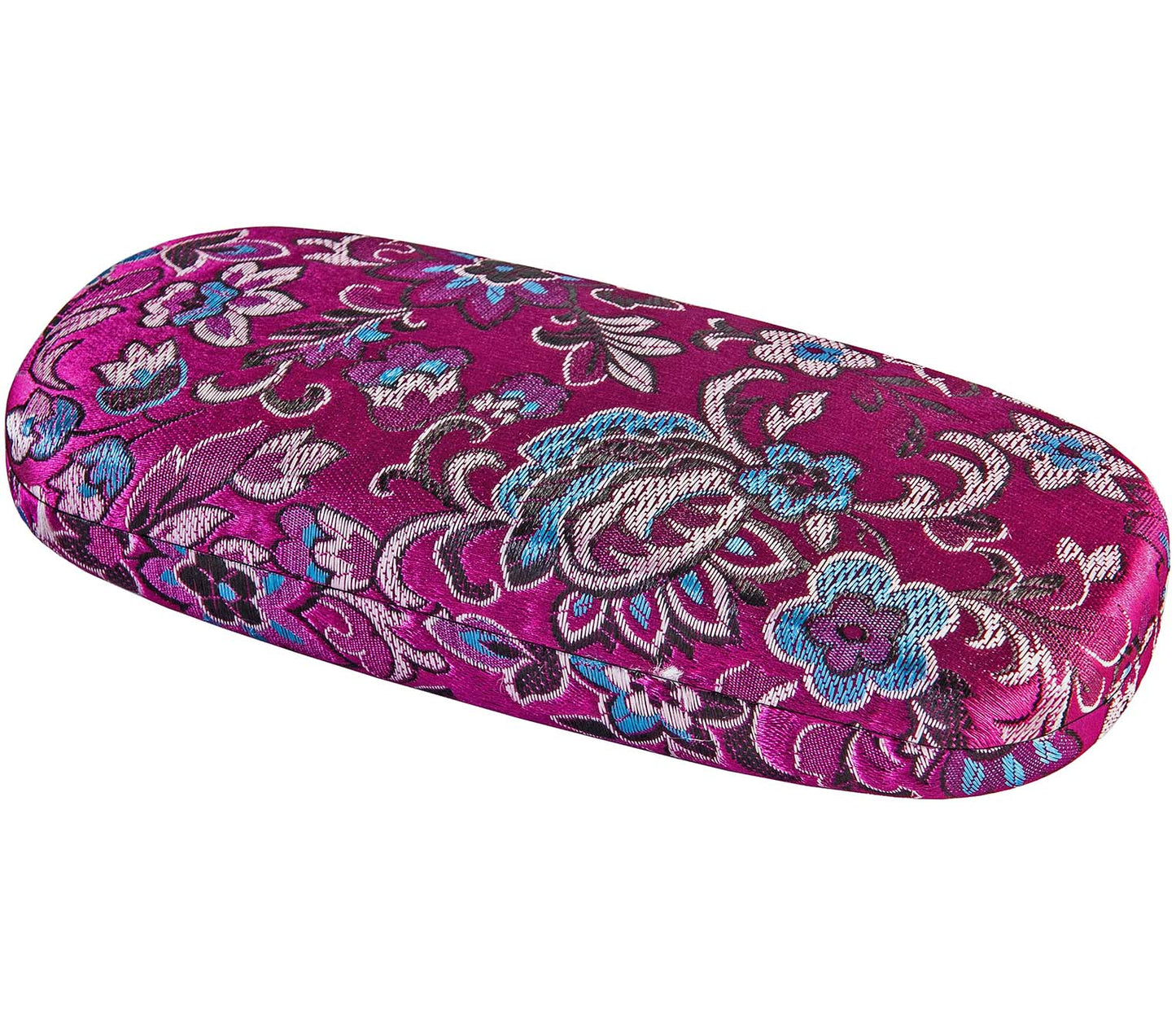 Diva (Pink) hard, snap close glasses case with floral pattern.
