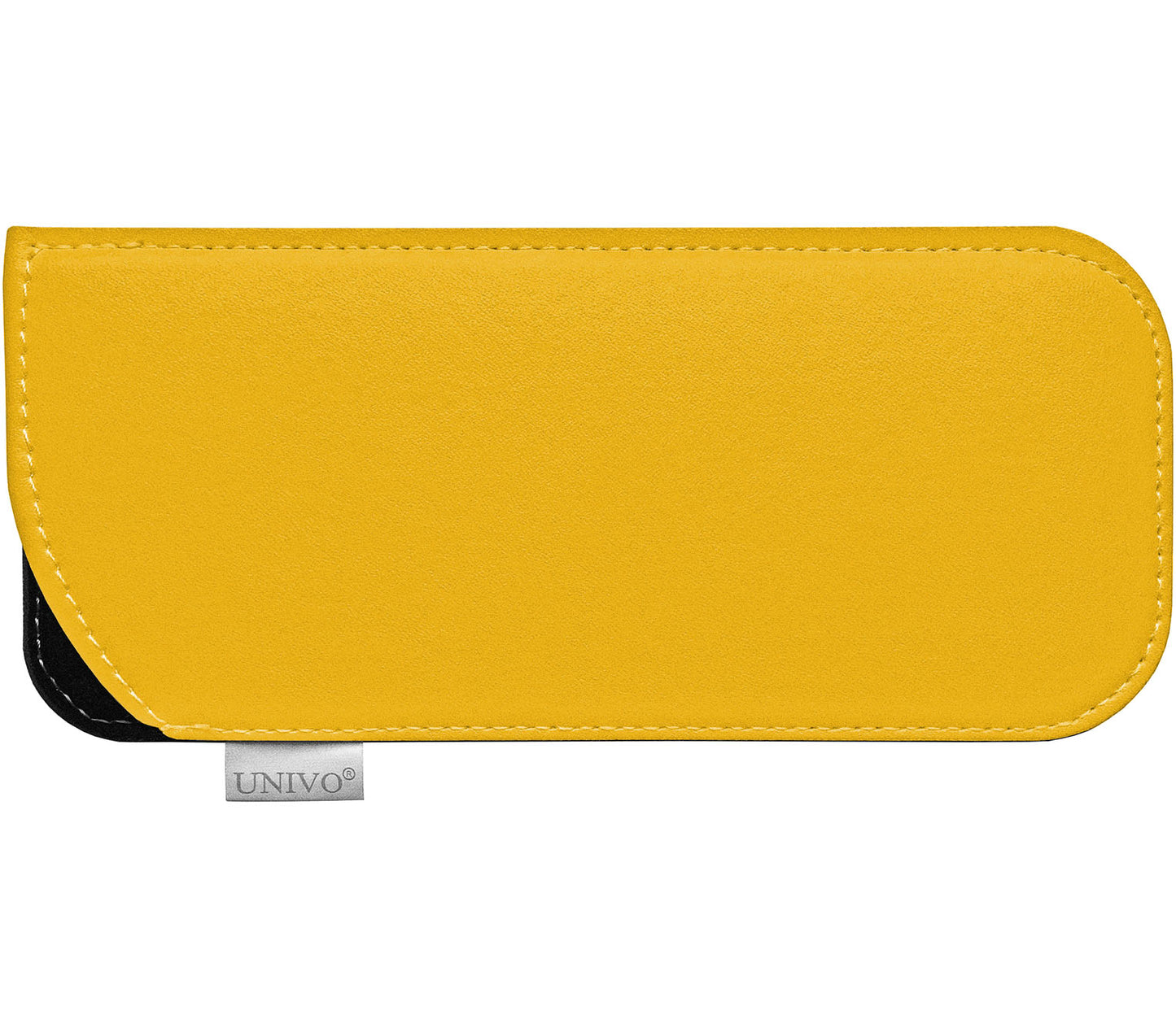 Yellow faux leather glasses pouch.