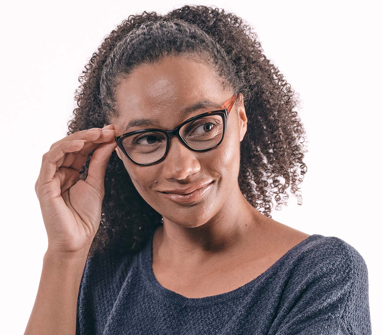 Opera (Tortoiseshell) women's cat eye shaped, two tone reading glasses. Tortoiseshell frame and orange temples.