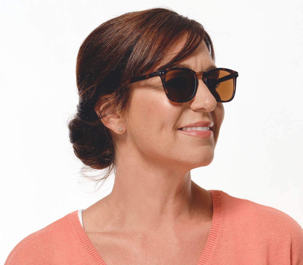 Milan (Black) classic rectangular shaped unisex reading sunglasses with a matt black finish and smoke grey lenses. Side view.