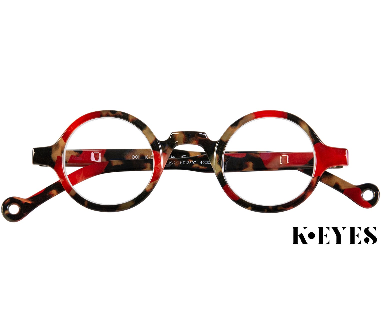 Snowball (Red Tortoise) vintage style unisex reading glasses with round lenses and luxury red tortoiseshell frame. Front view.