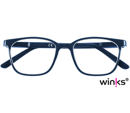 Artist (Blue) unisex reading glasses in a deep blue finish with oval lenses. Front view.