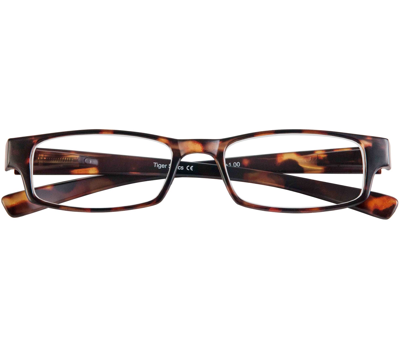 Magic (Tortoiseshell) classic slim unisex reading glasses in a matt tortoiseshell finish. Front view.