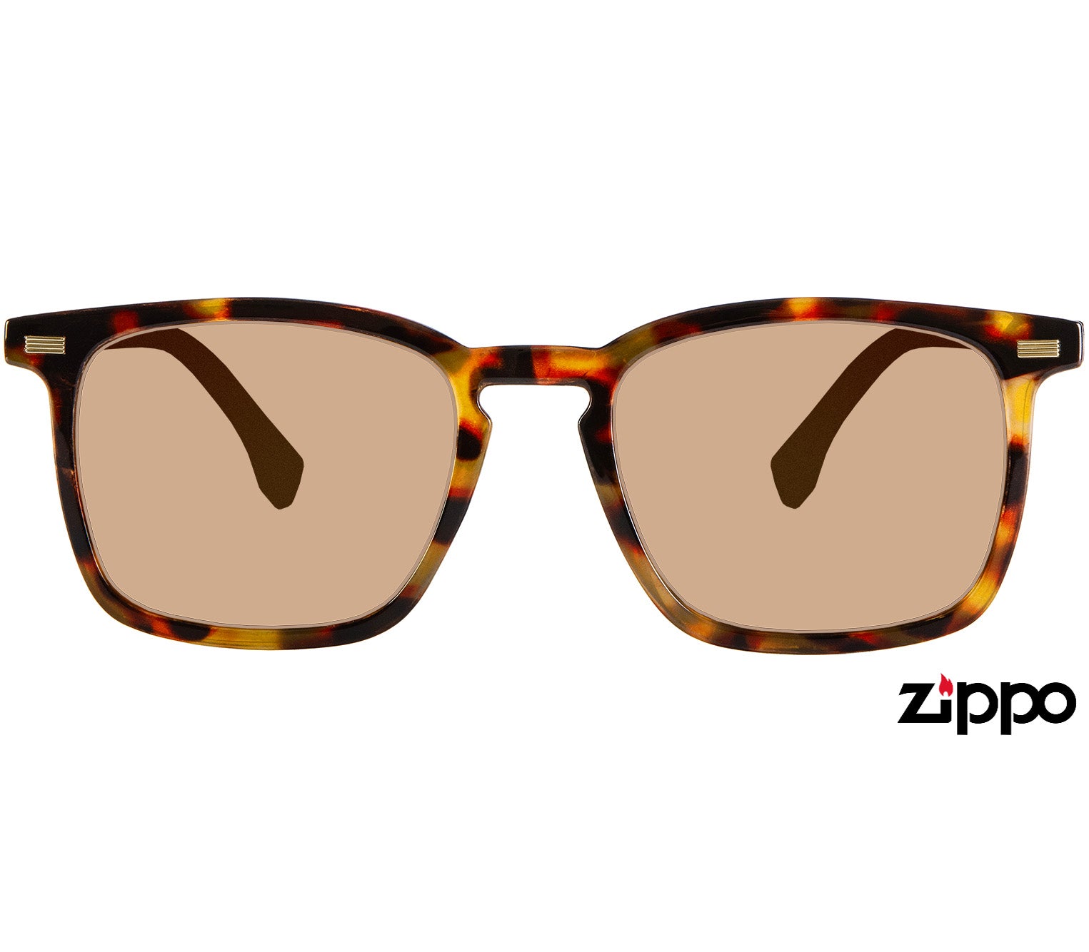 Malibu (Tortoiseshell) classic wayfarer sunglasses in a glossy tortoiseshell frame with gold details. Oversized brown tinted lenses. Front view.