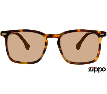 Malibu (Tortoiseshell) classic wayfarer sunglasses in a glossy tortoiseshell frame with gold details. Oversized brown tinted lenses. Front view.