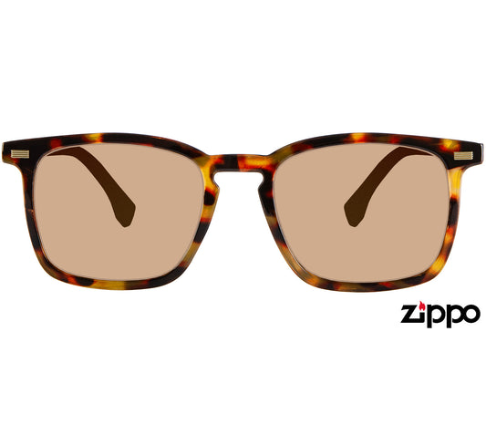 Malibu (Tortoiseshell) classic wayfarer sunglasses in a glossy tortoiseshell frame with gold details. Oversized brown tinted lenses. Front view.