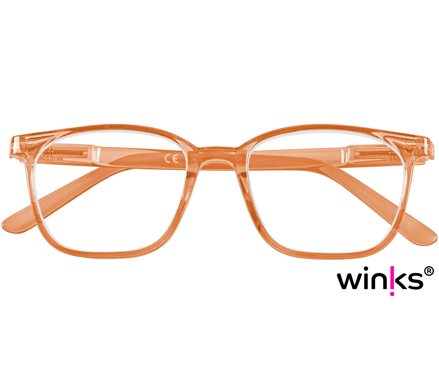 Artist (Orange) unisex reading glasses with orange frames and oval lenses. Front view.