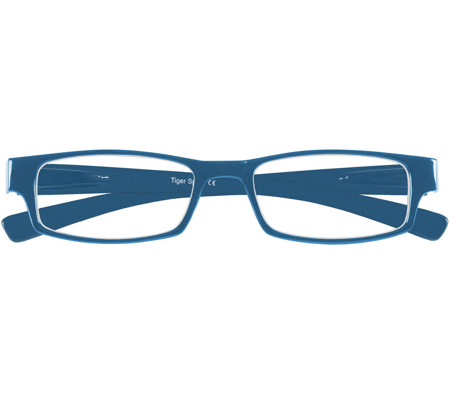 Magic (Blue) classic slim unisex reading glasses in a glossy blue finish. Front view.