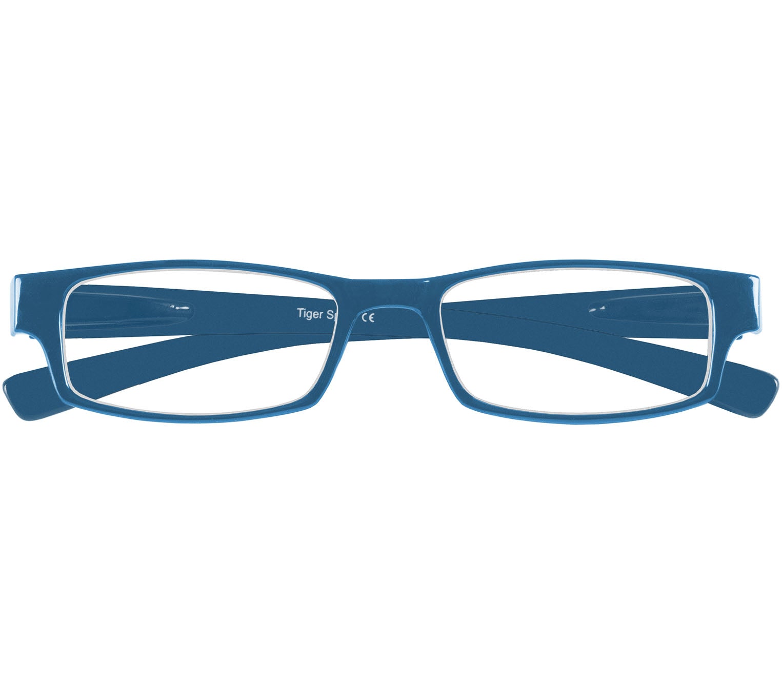 Magic (Blue) classic slim unisex reading glasses in a glossy blue finish. Front view.
