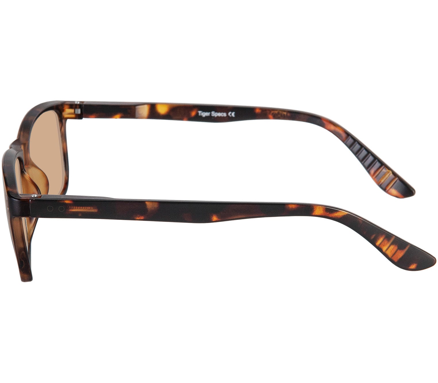 Female model wearing Milan (Tortoiseshell) classic rectangular shaped unisex reading sunglasses with a glossy finish and brown tinted lenses.