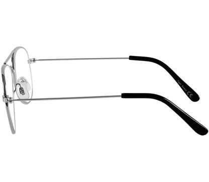 Mateo (Silver) classic aviator shaped reading glasses with a slim silver frame and oversized lenses. Side view.