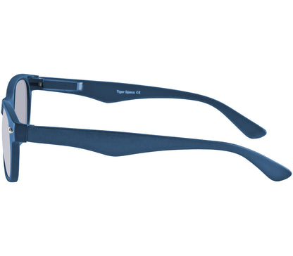 Female model wearing Seville (Tortoiseshell) retro style wayfarer reading sunglasses with a deep tortoiseshell frame and large rectangular brown lenses.