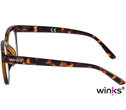 Toast (Tortoiseshell) retro and classic reading glasses with large, oversized lenses and slender temples. Side view.