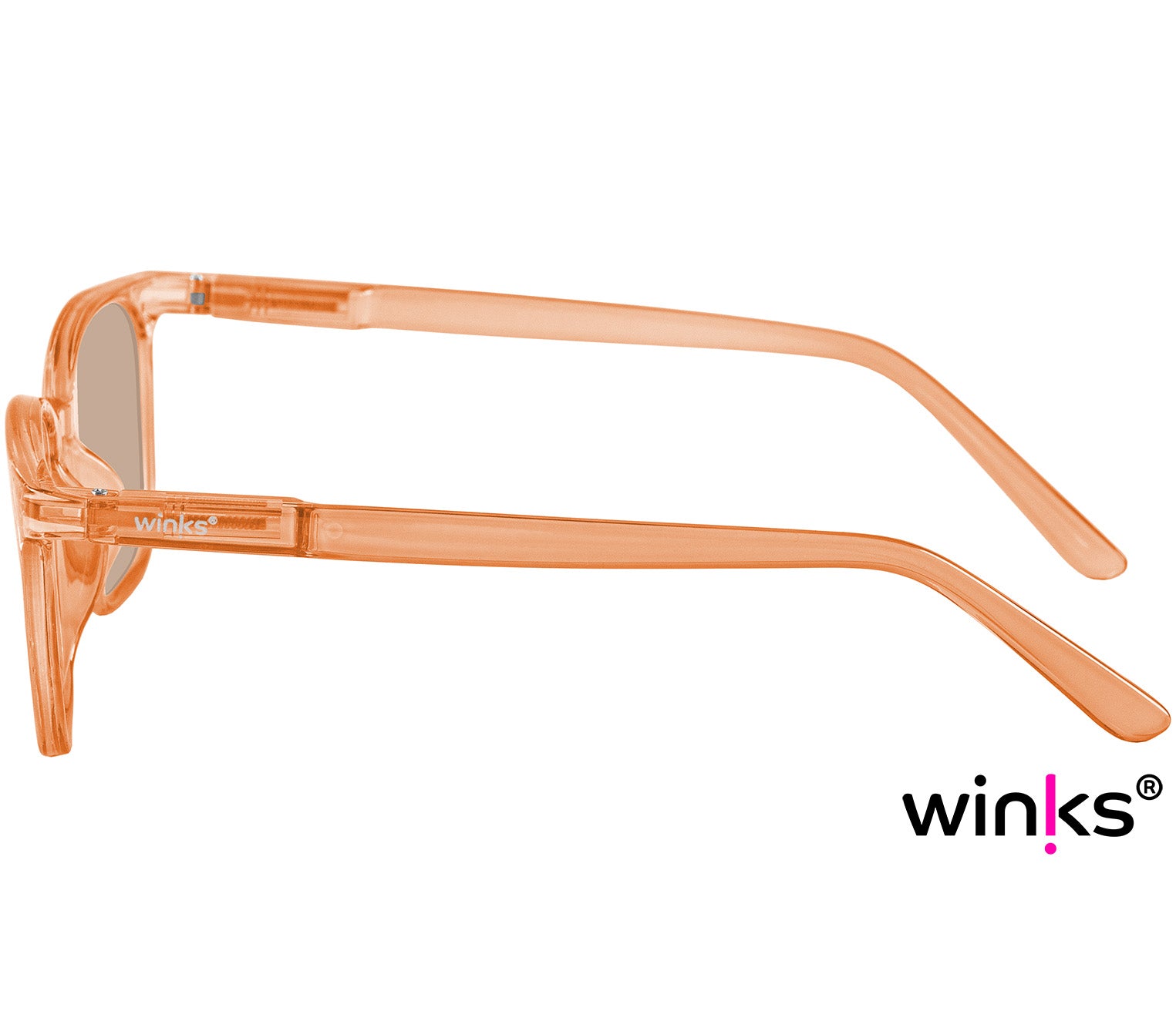 Female model wearing Pisa (Clear) large, oversized retro style, bifocal reading sunglasses. Clear frame and tinted smoke grey lenses.