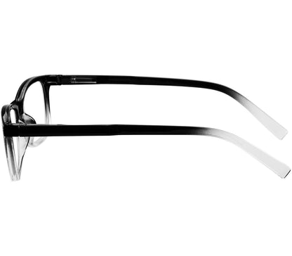 Penguin (Black) classic vintage style, unisex reading glasses with a two tone black and clear frame. Side view.