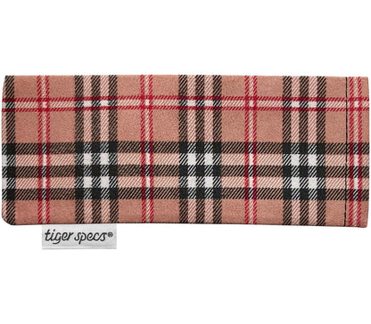 Checked pattern soft glasses case for Austin (Tortoiseshell) blue light glasses.