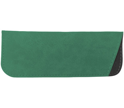 Green faux suede soft glasses pouch.