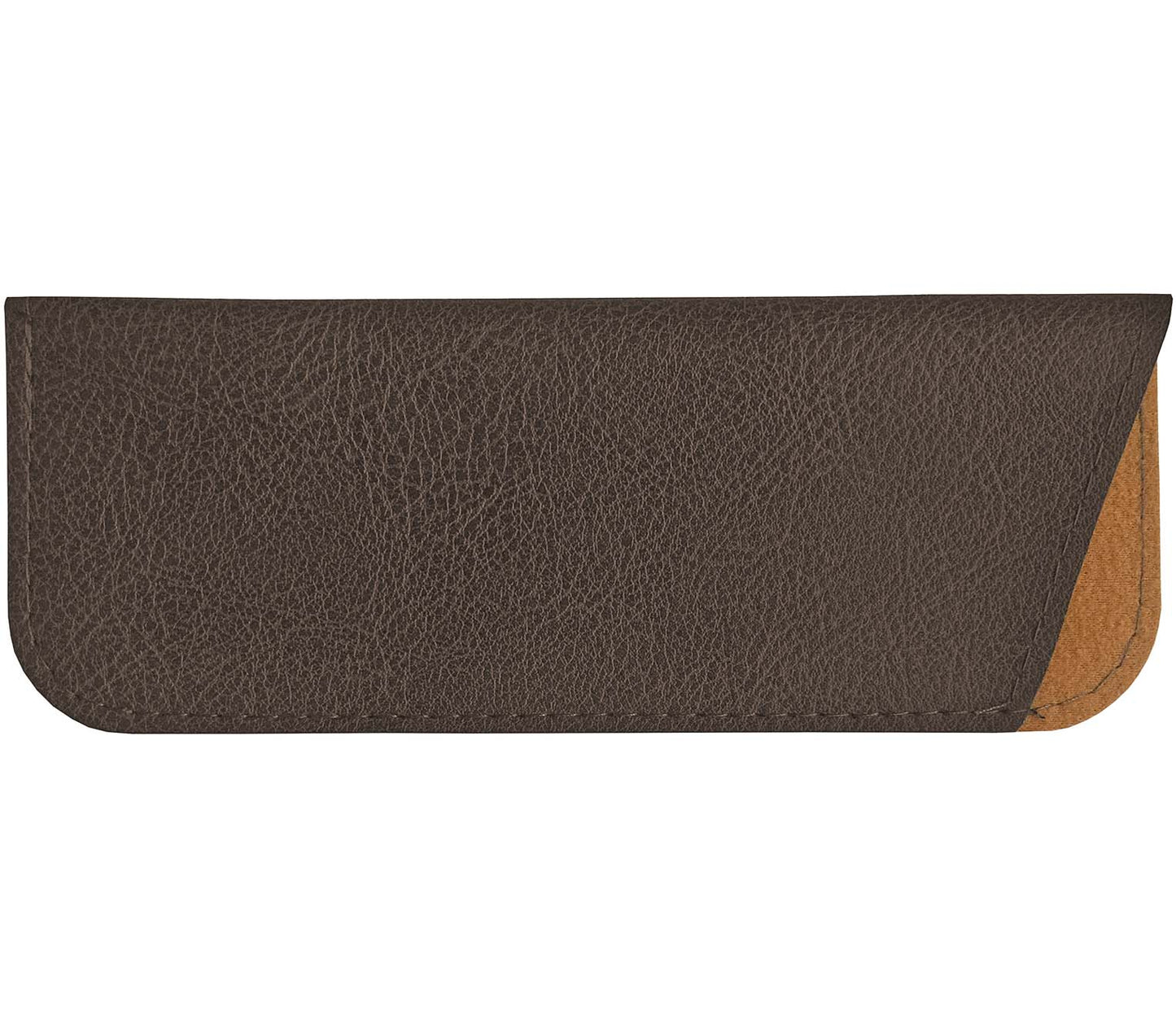 Brown faux leather soft glasses pouch for Seattle (Gunmetal) reading glasses.