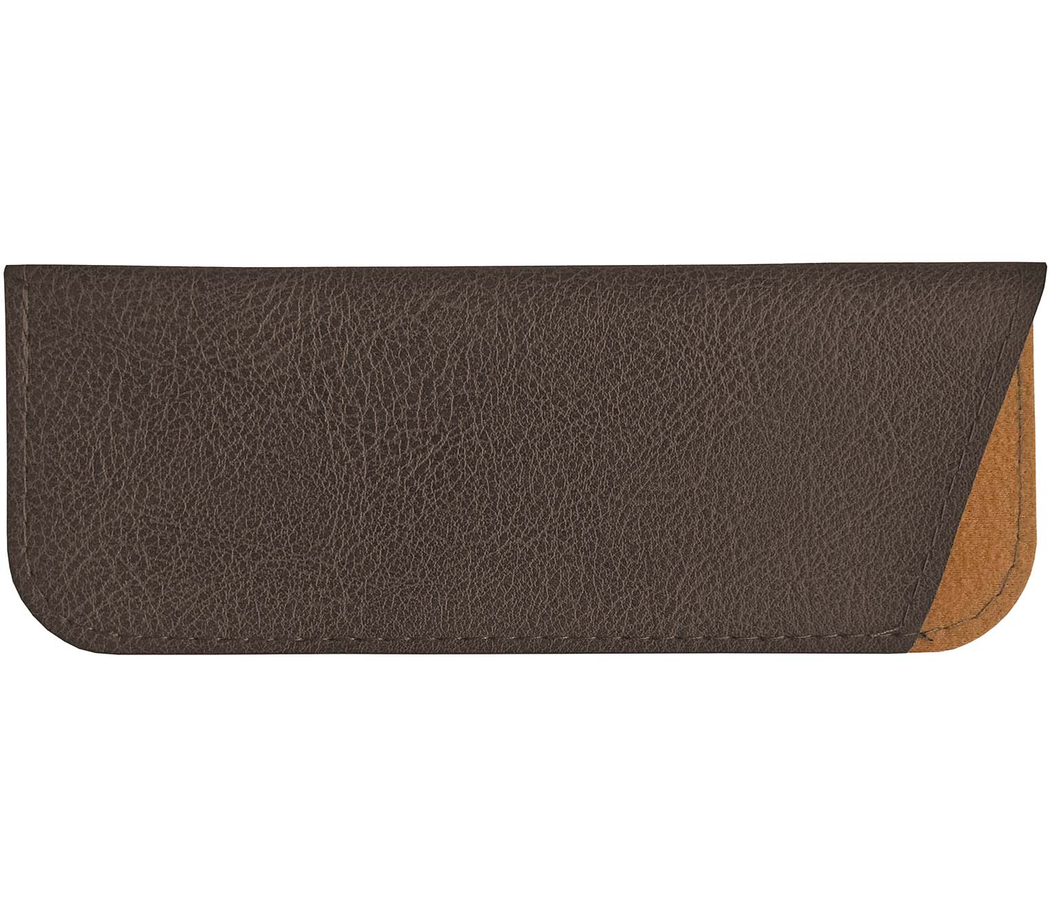 Brown faux leather soft glasses pouch for Seattle (Gunmetal) reading glasses.