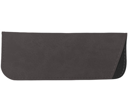 Grey faux suede soft glasses pouch.