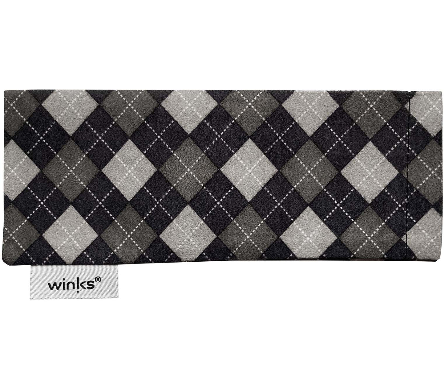 Argyle patterned soft glasses case for Artist Digital (Clear) reading glasses.