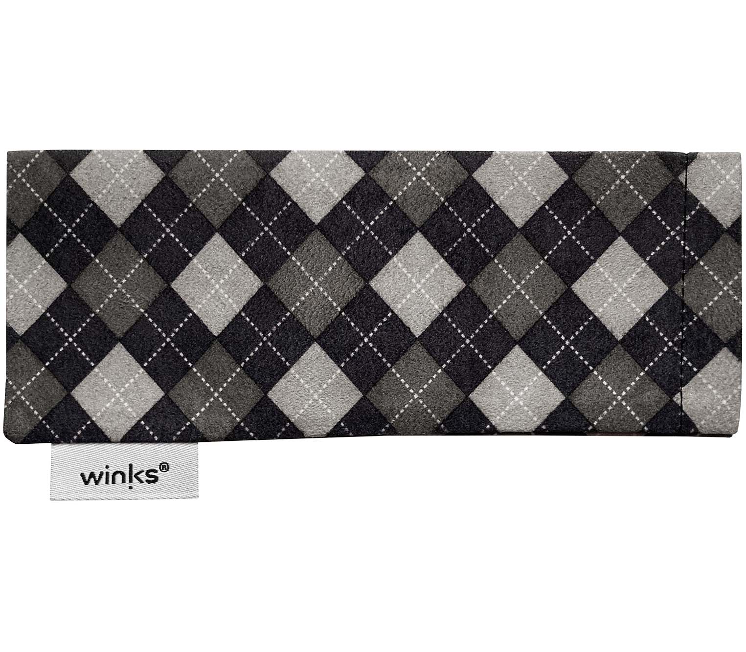 Argyle patterned soft glasses case for Artist Digital (Clear) reading glasses.