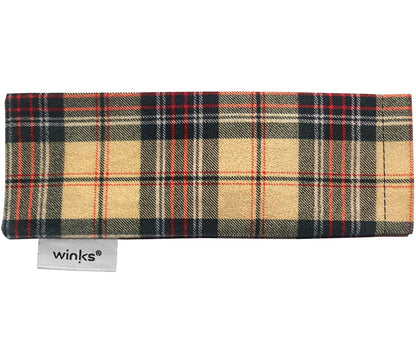 Brown and cream tartan soft glasses pouch for Mylo (Tortoiseshell).