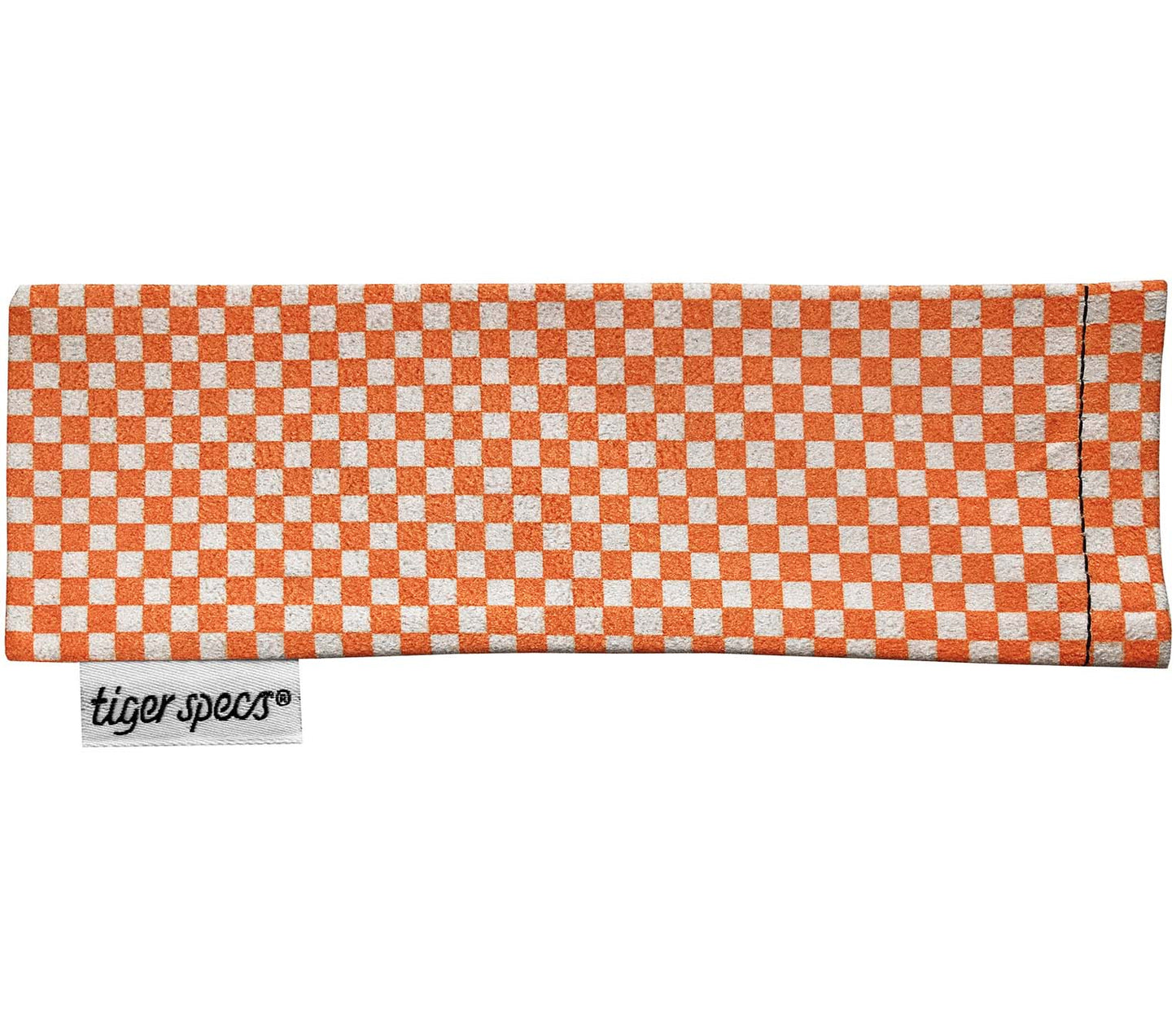 Orange checked pattern soft glasses pouch for Echo (Orange) reading glasses.