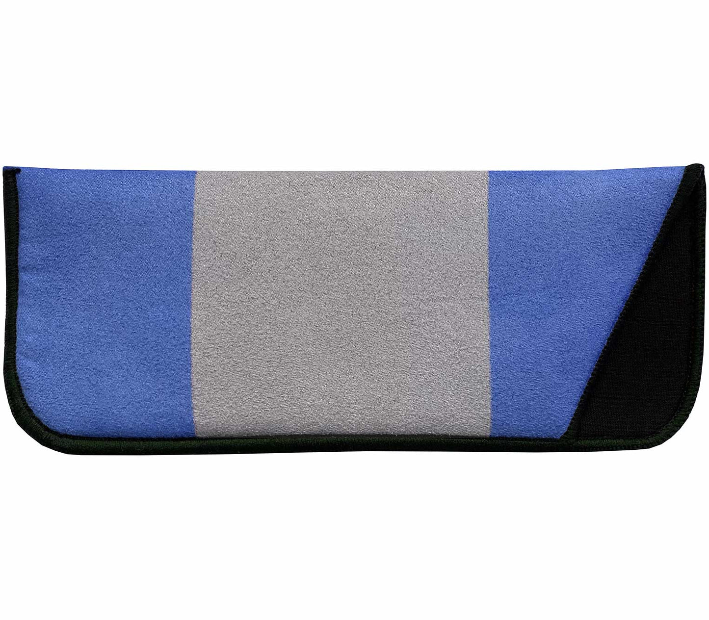 Blue and grey soft suede glasses pouch for Courtney (Blue) reading glasses.