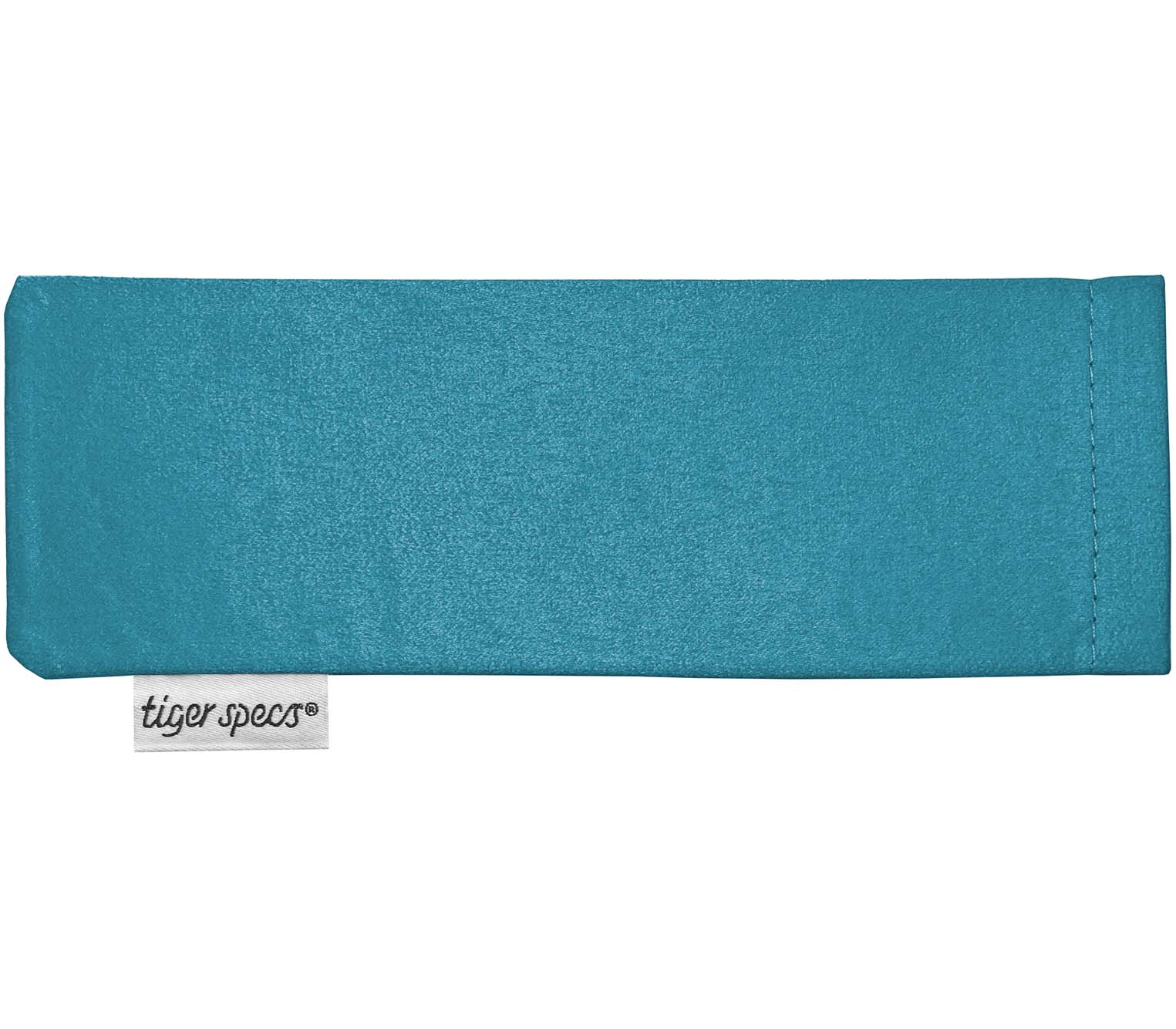 Blue soft glasses pouch with Tiger Specs branding.