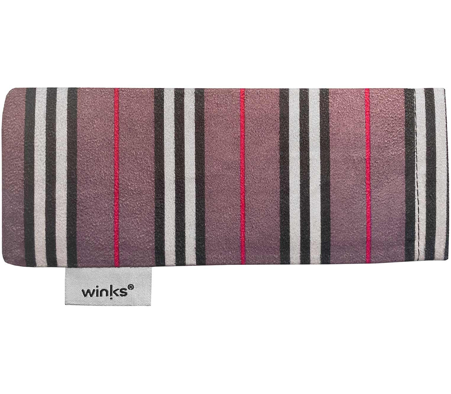 Grey, red and black soft glasses pouch for Toast (Grey Tortoise) reading glasses.