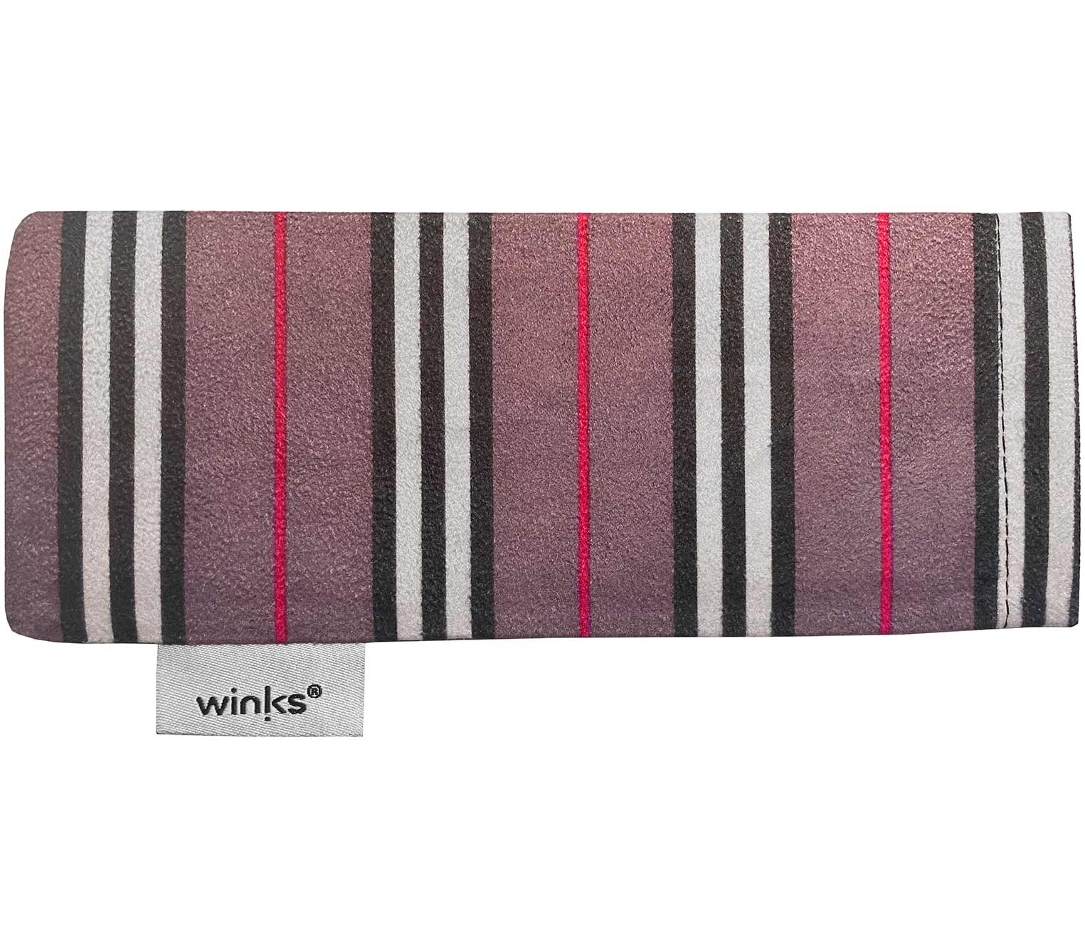 Grey, red and black soft glasses pouch for Toast (Grey Tortoise) reading glasses.