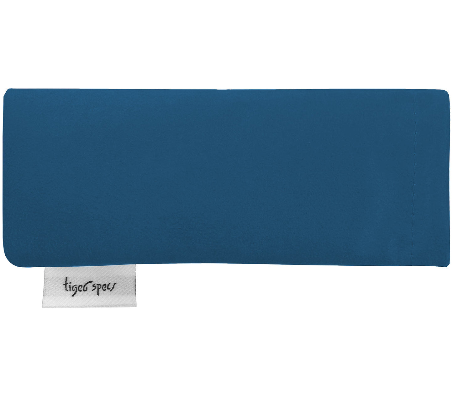 Blue soft glasses pouch with Tiger Specs branding.