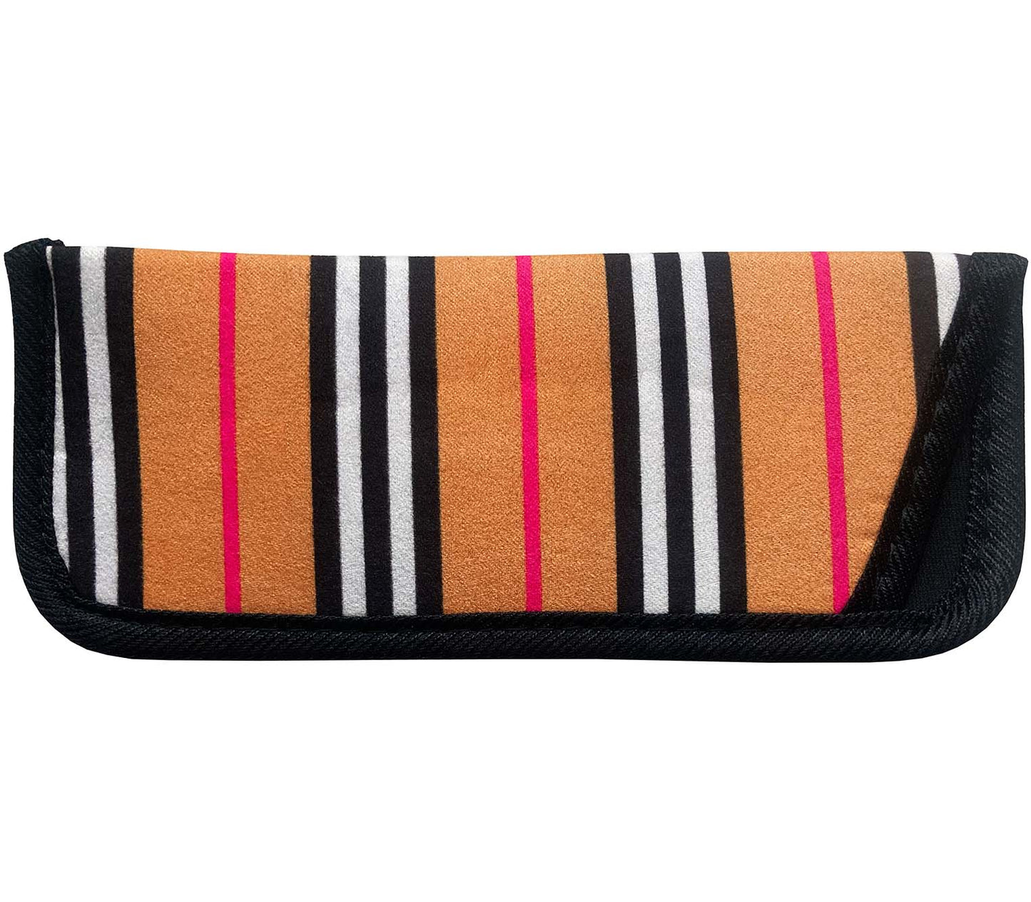 Striped pattern soft glasses pouch for Eclipse (Black) reading glasses.