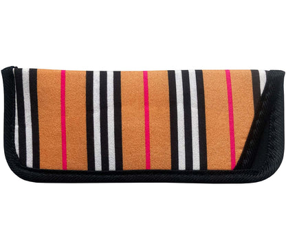 Striped pattern soft glasses pouch for Eclipse (Black) reading glasses.