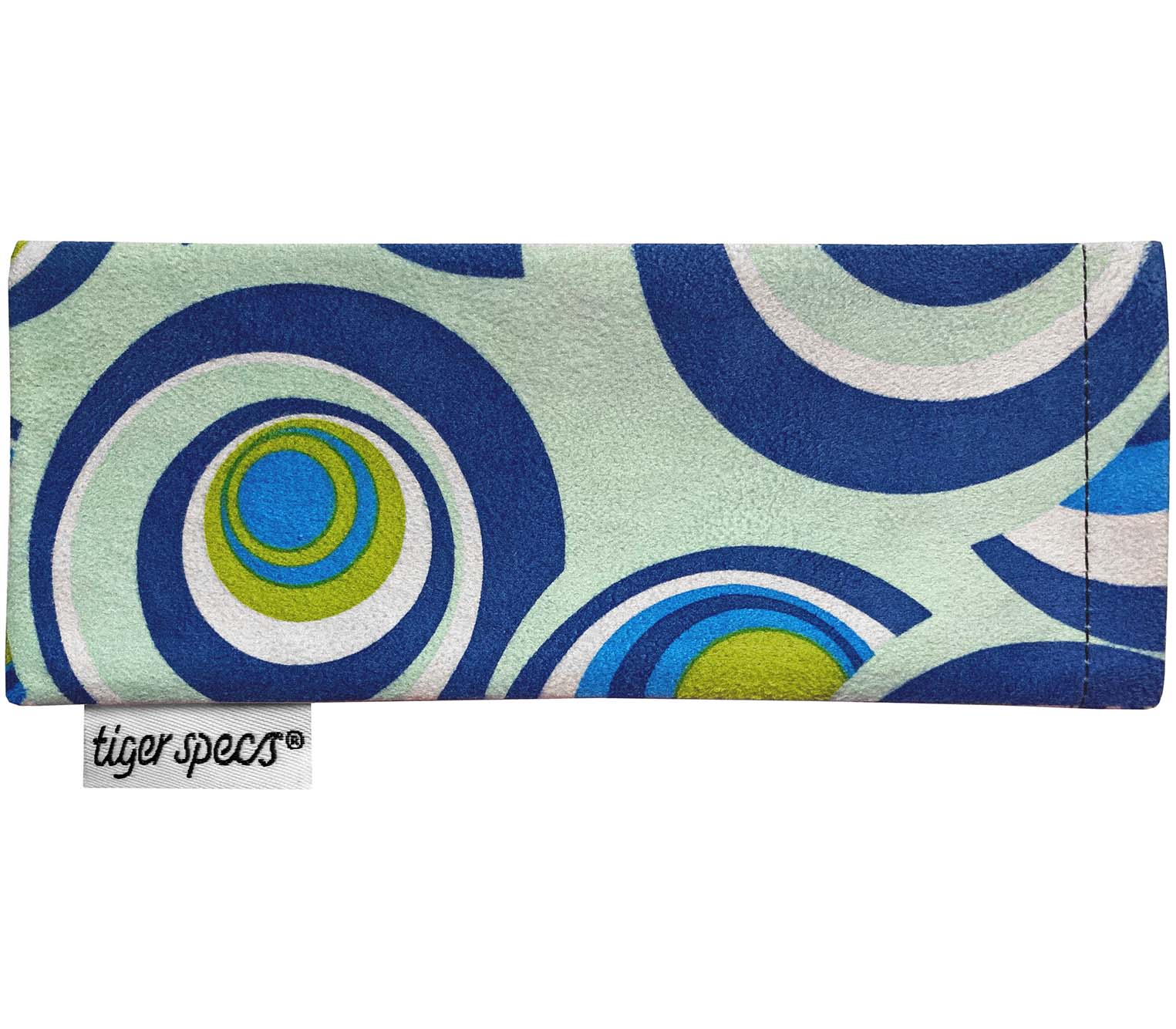 Blue and green retro soft pouch for Dexter (Blue) reading glasses.