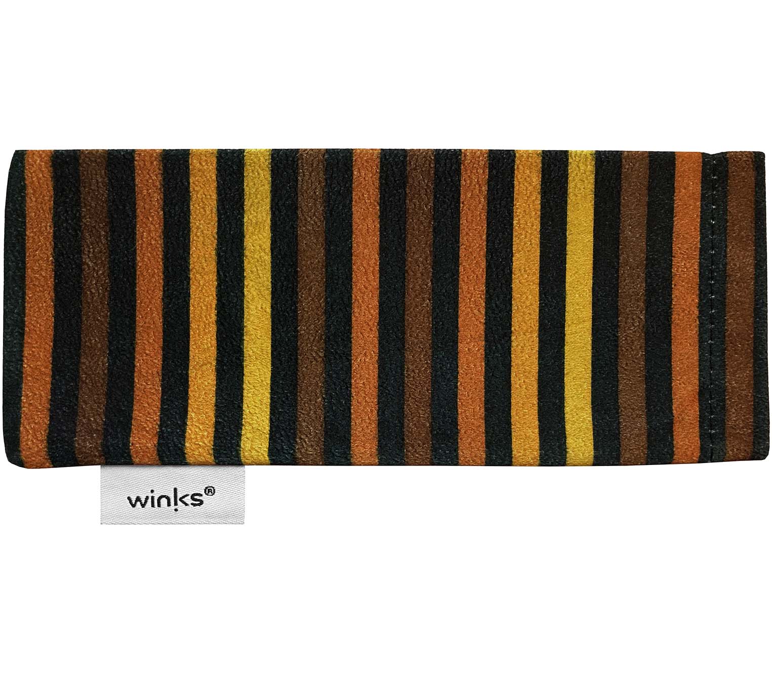 Brown and yellow striped soft glasses pouch for Roma (Tortoiseshell) sunglasses.