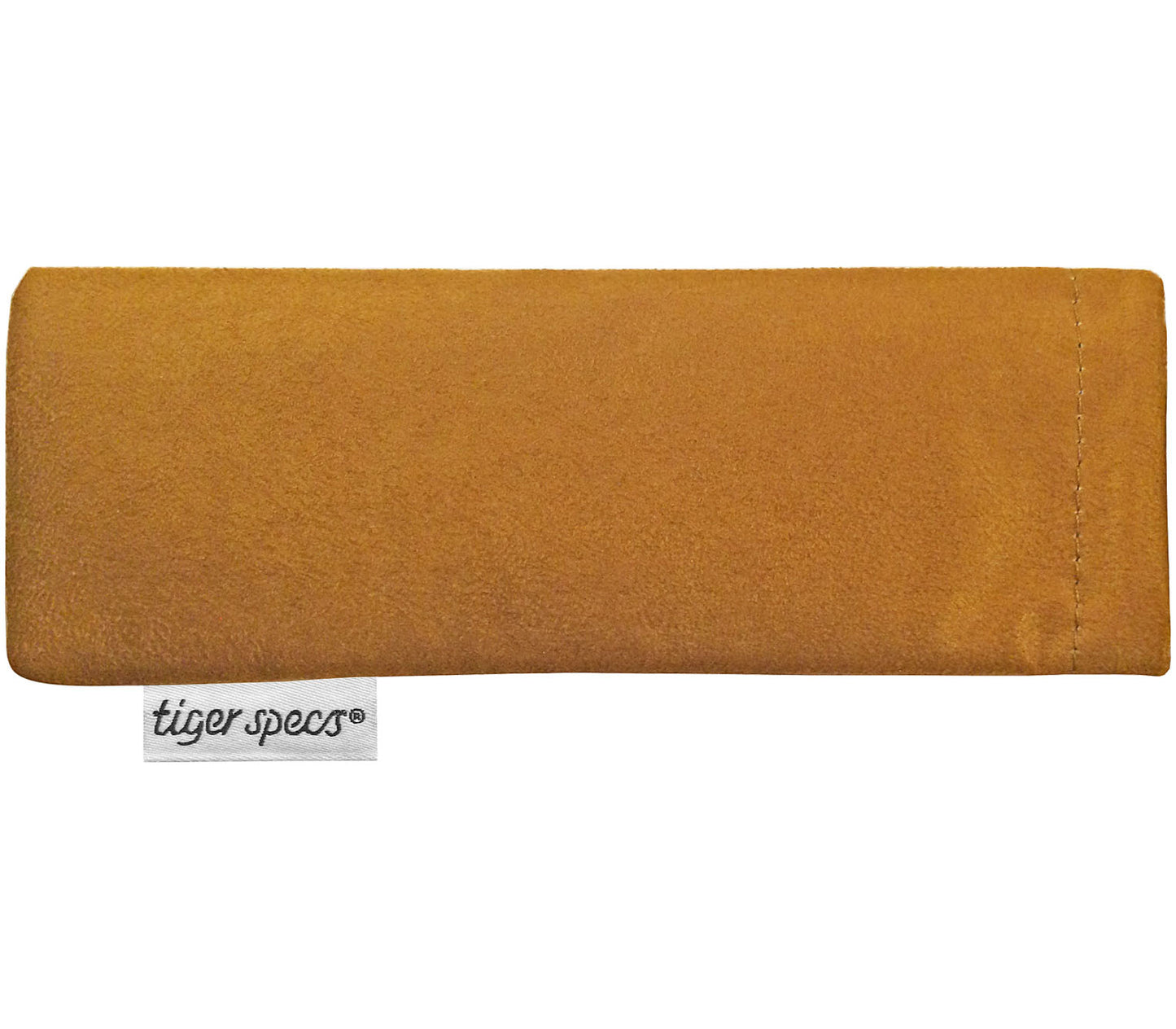 Soft brown glasses pouch with Tiger Specs branding.