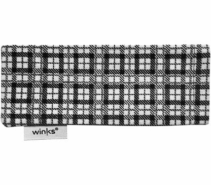 Checkered patterned soft pouch for Artist Bifocal (Black) reading glasses.