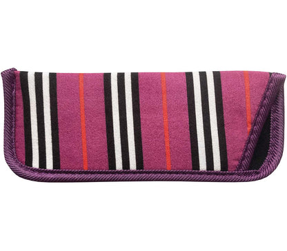 Purple striped soft glasses pouch for Eclipse (Purple) reading glasses.