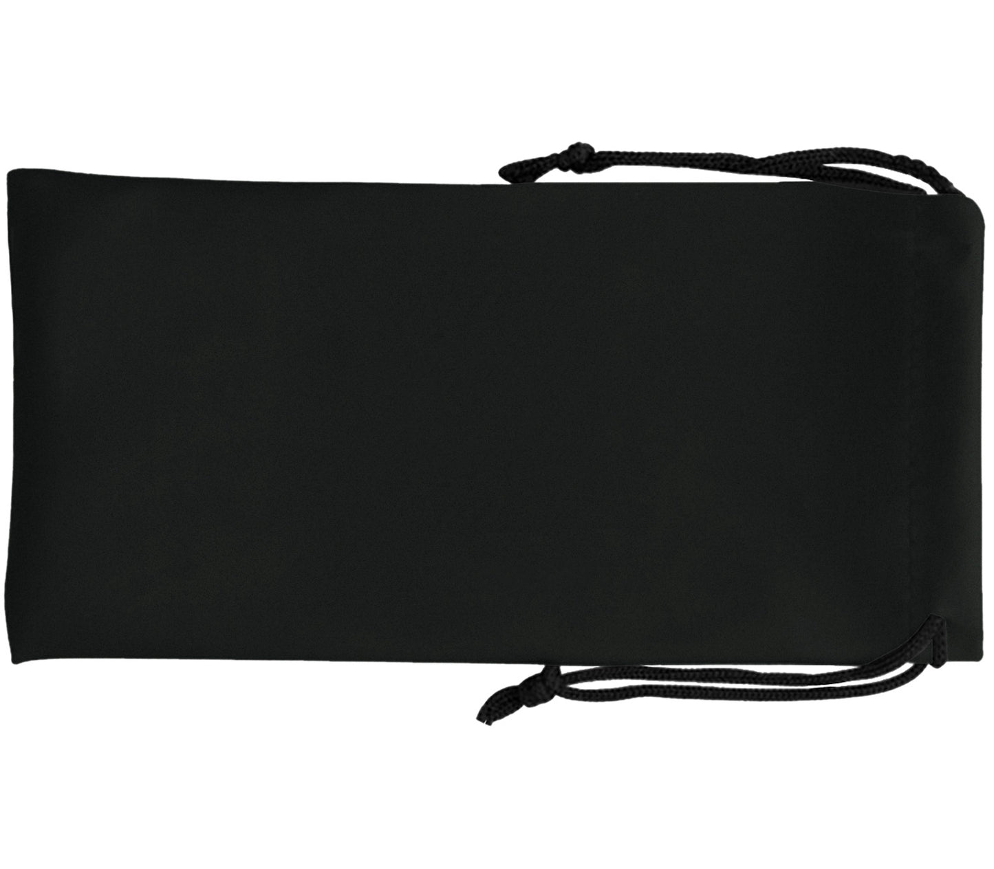 Riley (Black) large glasses pouch in smooth rubber matt black with drawstring opening.