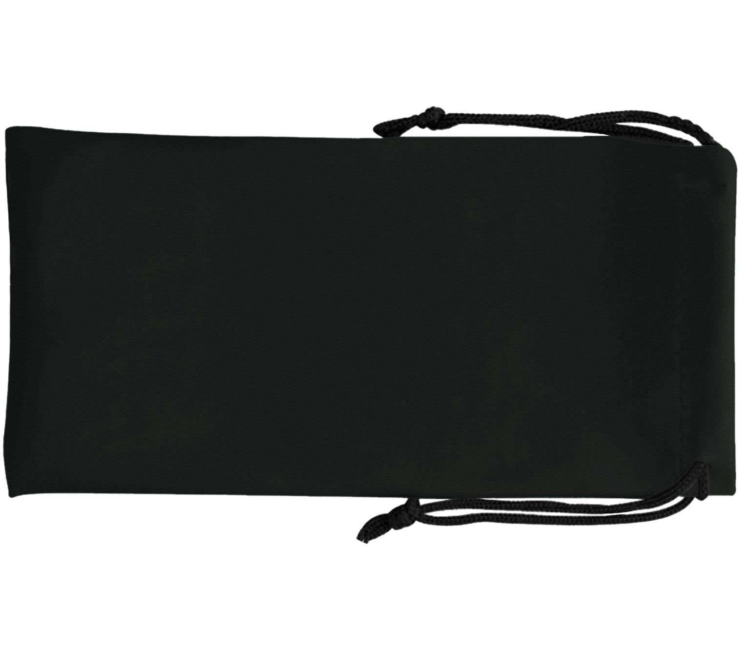 Riley (Black) large glasses pouch in smooth rubber matt black with drawstring opening.