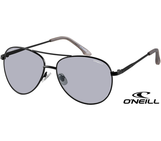 Atlas (Black) classic aviator shaped sunglasses from O'Neill. Black frames with slender arms. Smoke grey lenses.