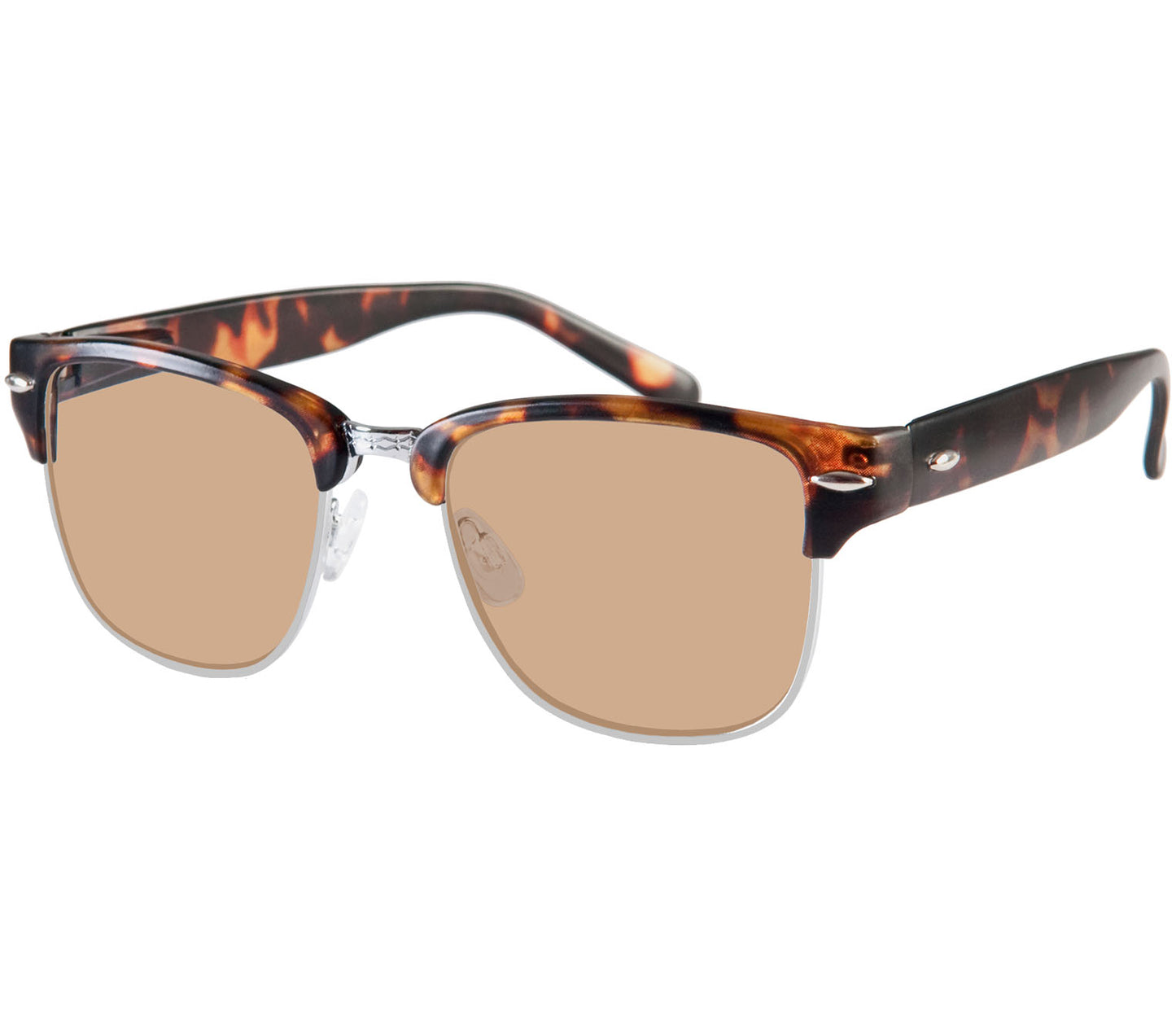 Orbit (Tortoiseshell) bifocal reading sunglasses with dark, soft touch tortoiseshell frame and brown tinted lenses.