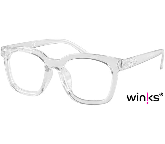 Toast (Clear) retro clear reading glasses with large, oversized lenses and slender temples.