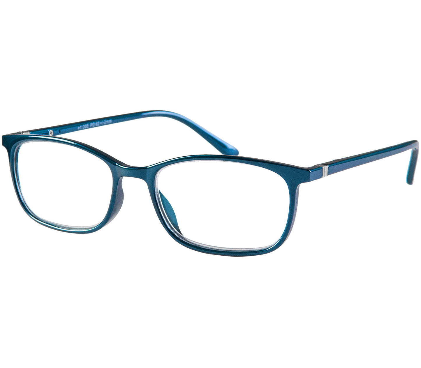 Martini (Blue) classic shaped slender unisex reading glasses with a deep blue frame in a glossy finish.